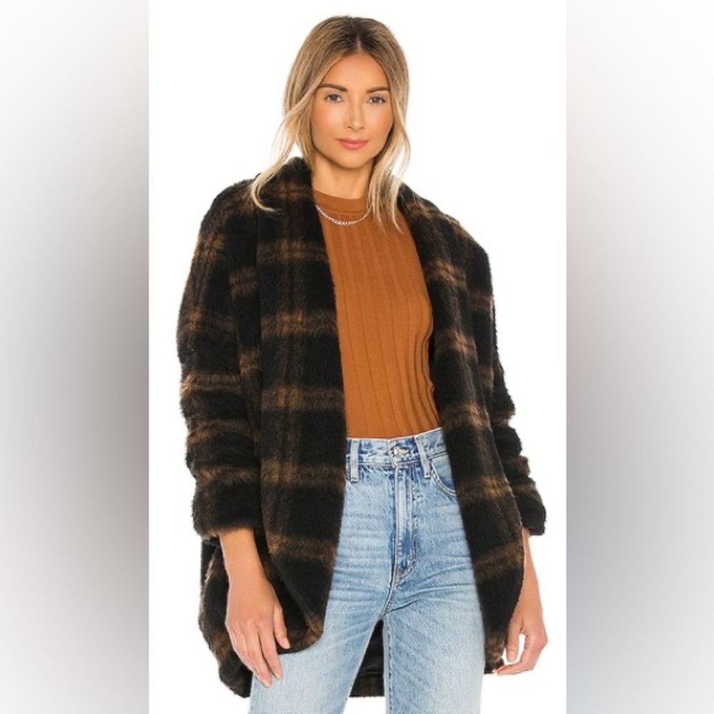 Amanda Uprichard Brown and Black Plaid Aspen Cardi
